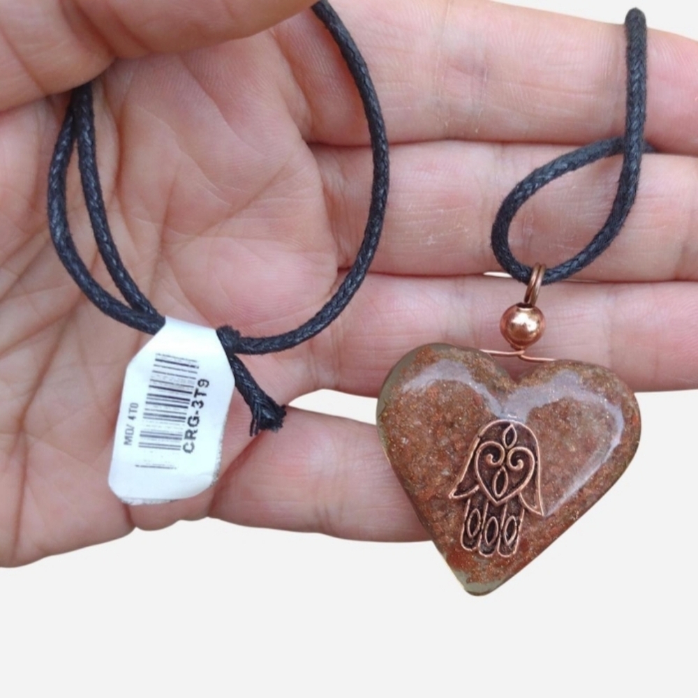 Protection Seeing Eye Amber Heart Pendant‎ Necklace